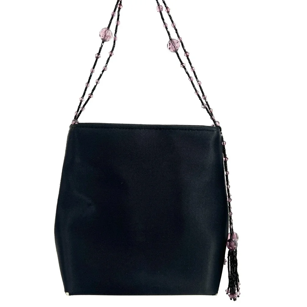 La Regate retro beaded handle black evening purse small bag whimsigoth goth boho